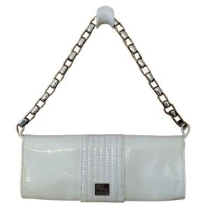 Kooba White Leather Clutch Shoulder Bag‎ With Silver Hardware